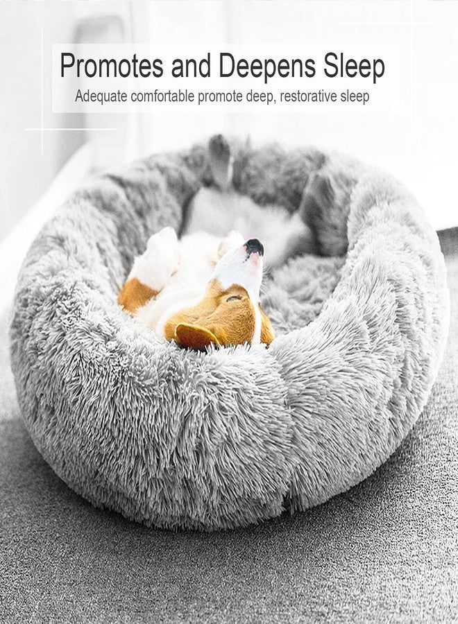 PAWSOME Dog Bed, Cat Calming Bed, Faux Fur Pillow Pet Donut Cuddler Round Plush Bed for Large Medium Small Dogs and Cats (Light Grey, S) - Image 4